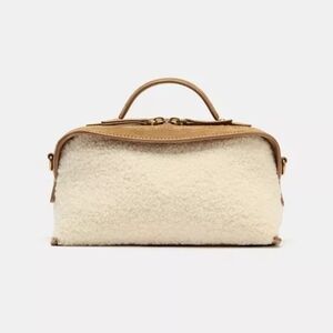 Zara Cream and Tan Satchel Bag